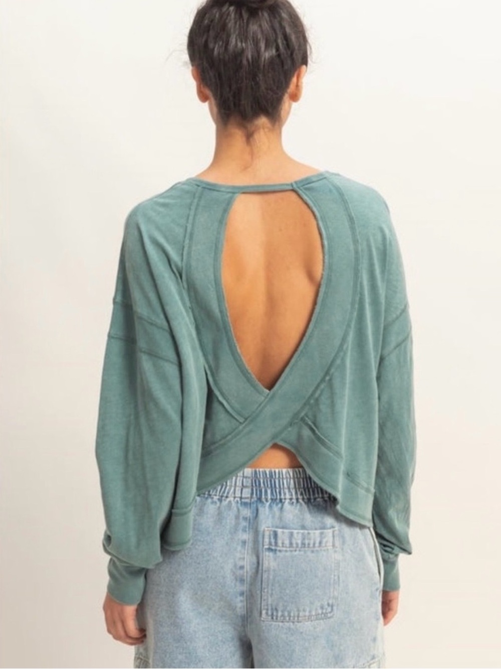 Sundry Open-Back Crossover Pullover Top - Picture 1 of 16